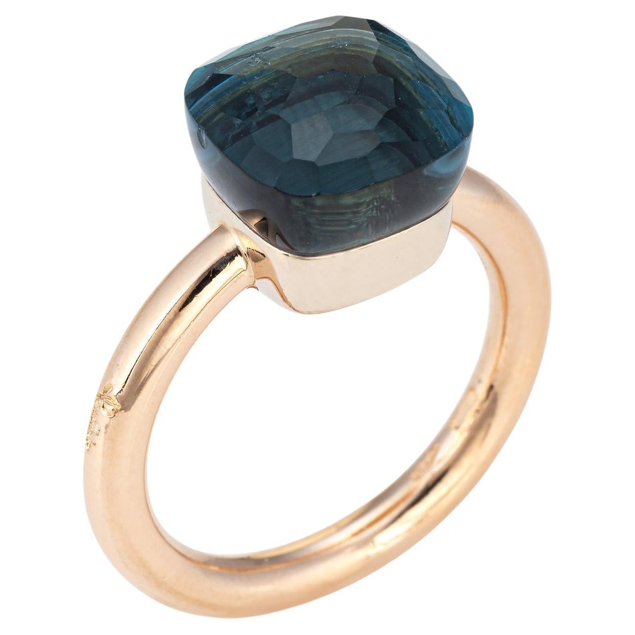 Pomellato Nudo London Blue Topaz Ring Classic 18k Yellow Gold Estate Jewelry 6 For Sale