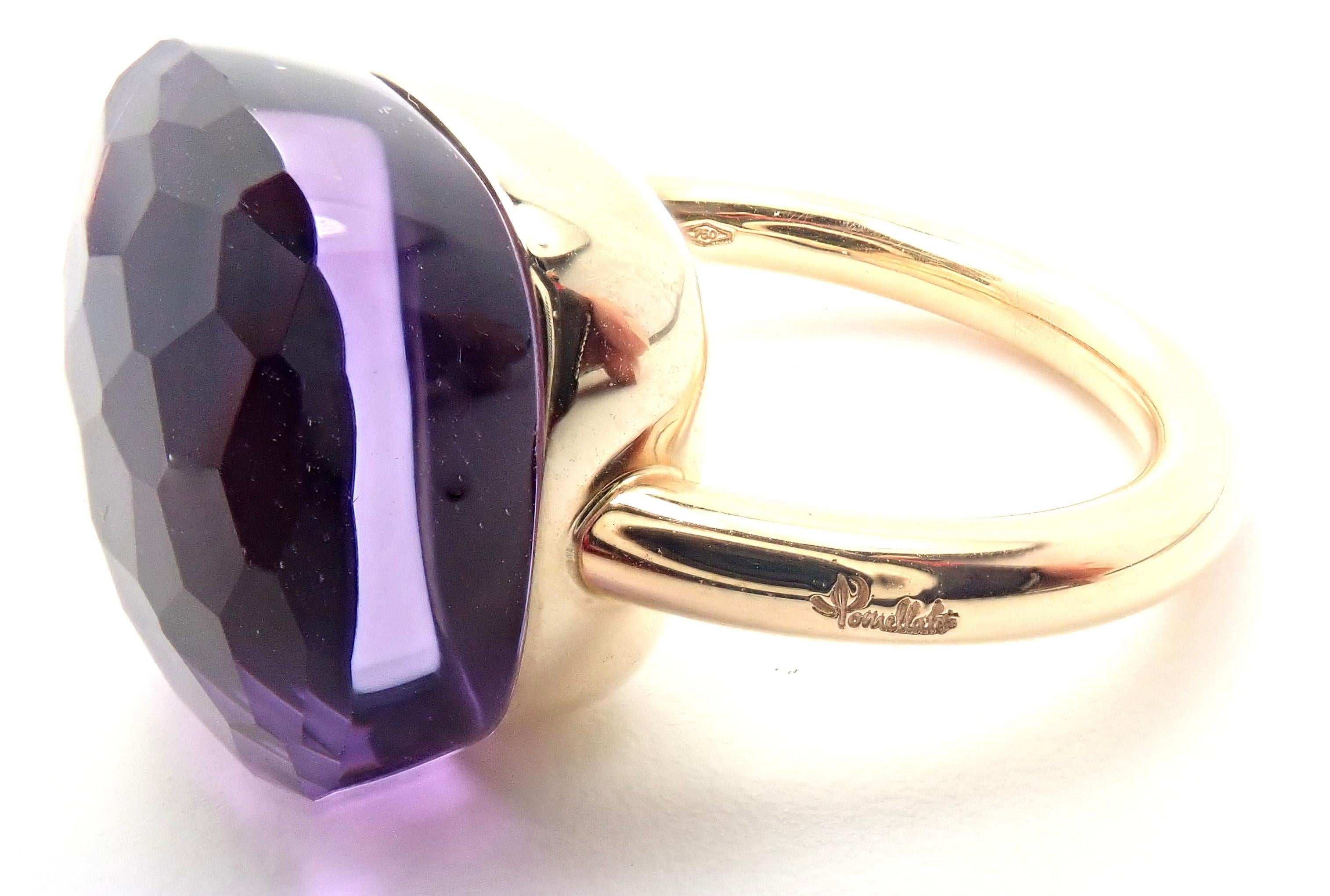 Uncut Pomellato Nudo Maxi Large Amethyst Yellow Gold Ring