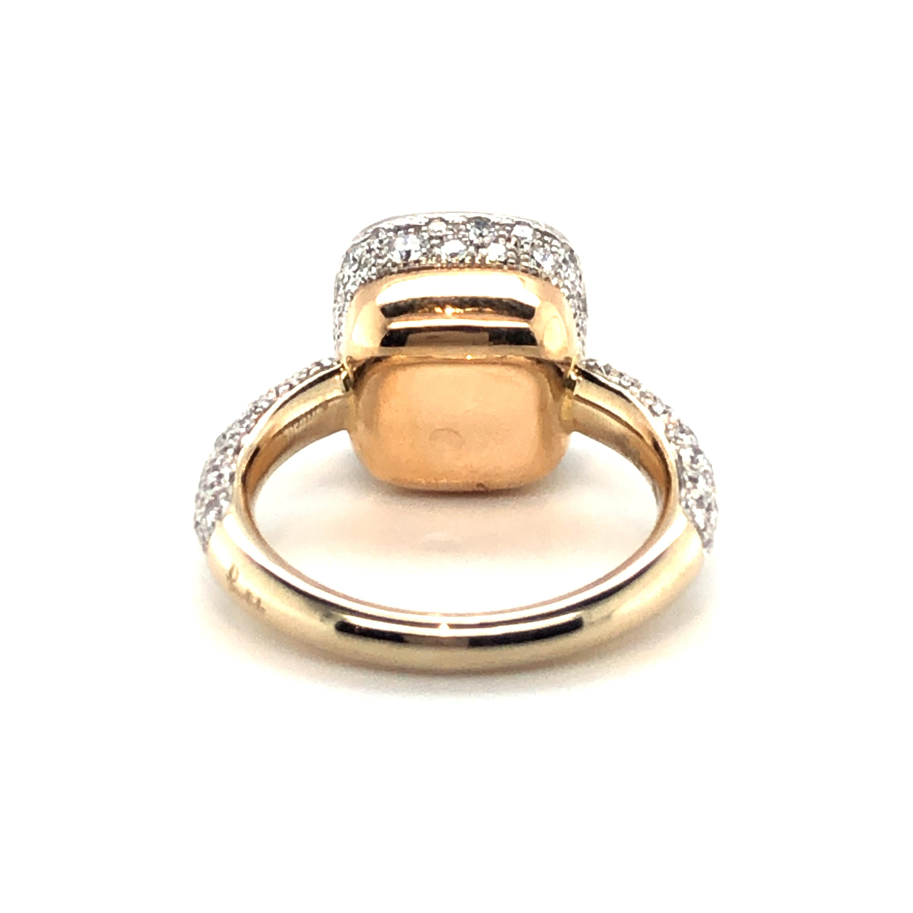 Pomellato Nudo Maxi Solitaire Ring with Diamonds in 18 Karat White and Rose Gold 1