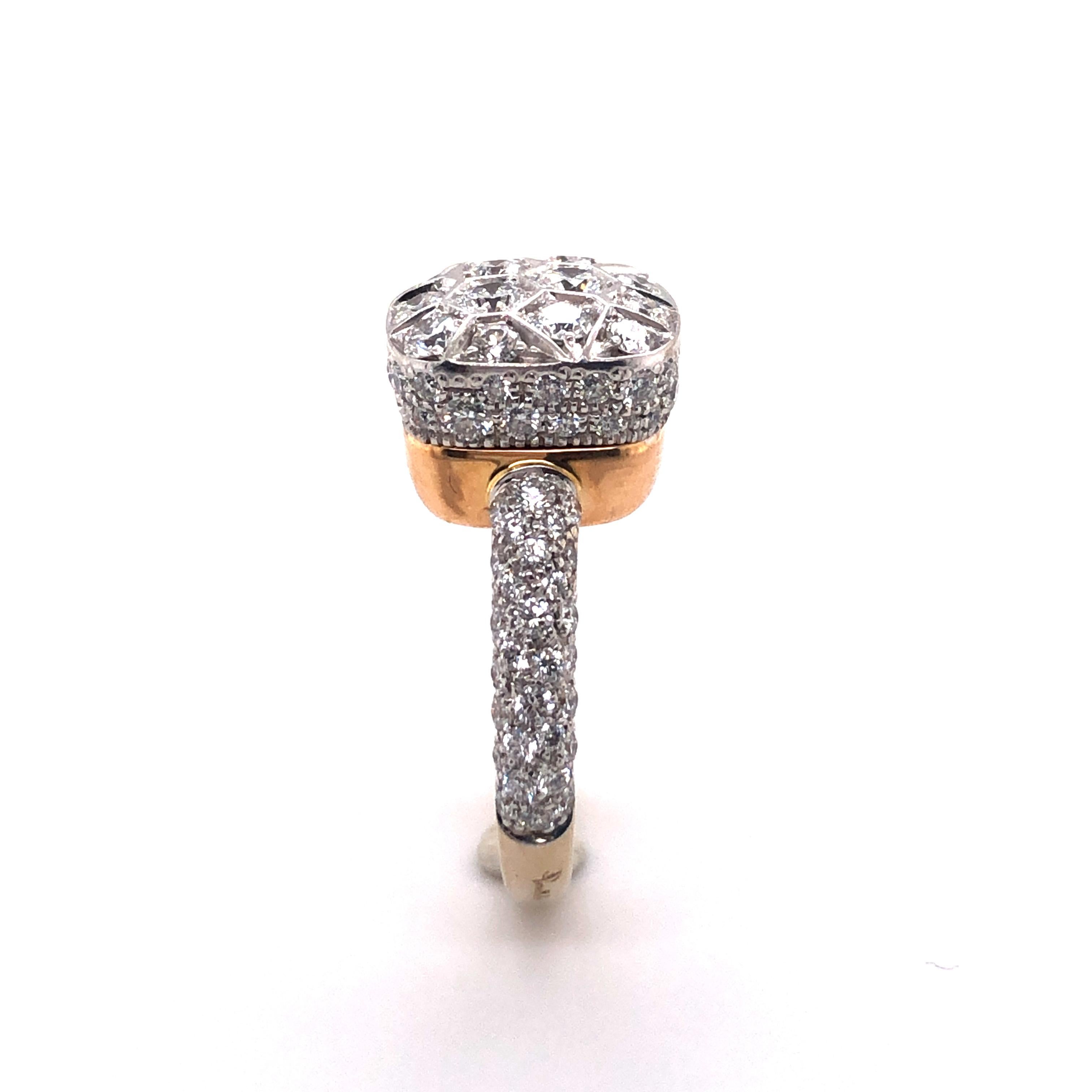 Pomellato Nudo Maxi Solitaire Ring with Diamonds in 18 Karat White and Rose Gold 4