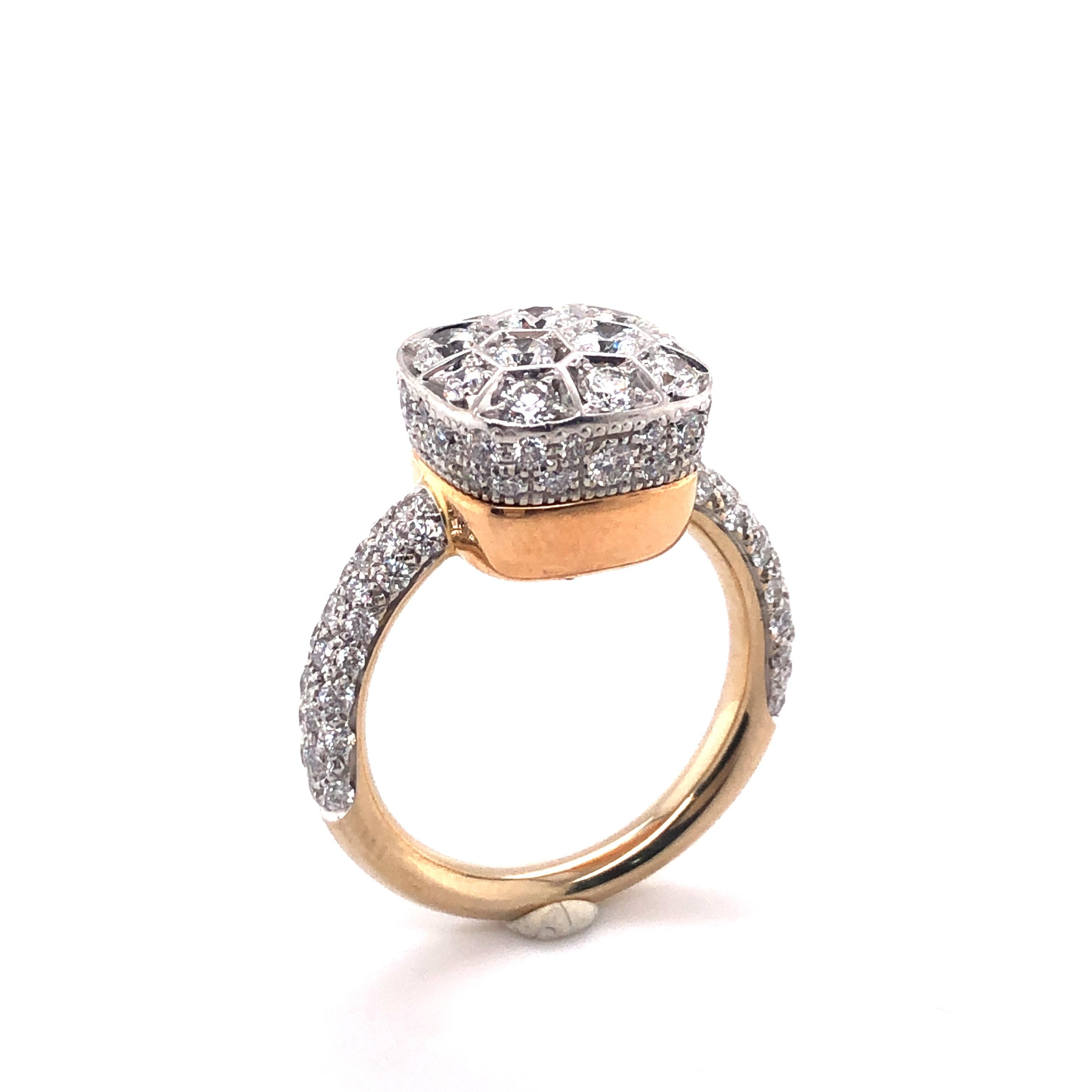 Pomellato Nudo Maxi Solitaire Ring with Diamonds in 18 Karat White and Rose Gold 5
