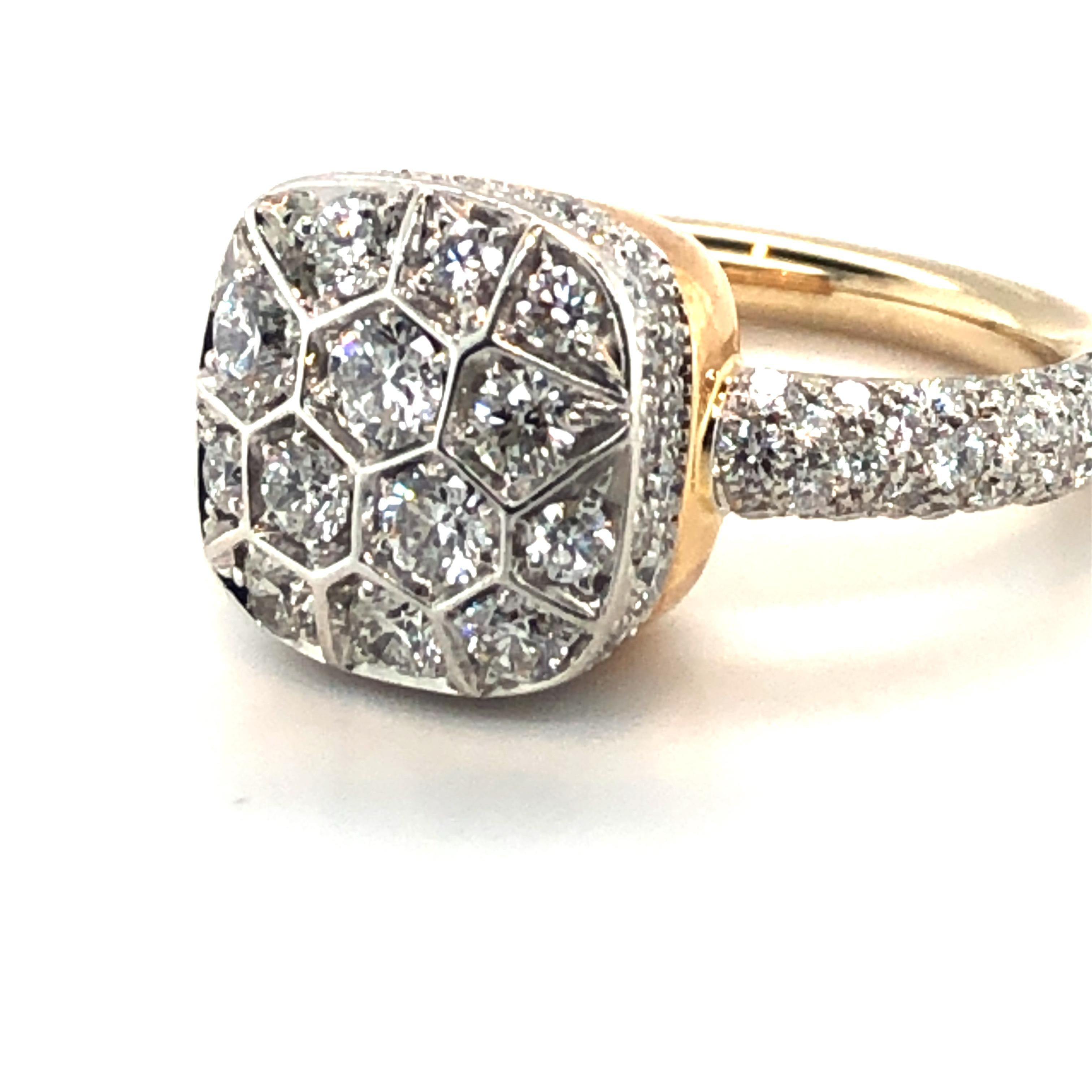 Contemporary Pomellato Nudo Maxi Solitaire Ring with Diamonds in 18 Karat White and Rose Gold