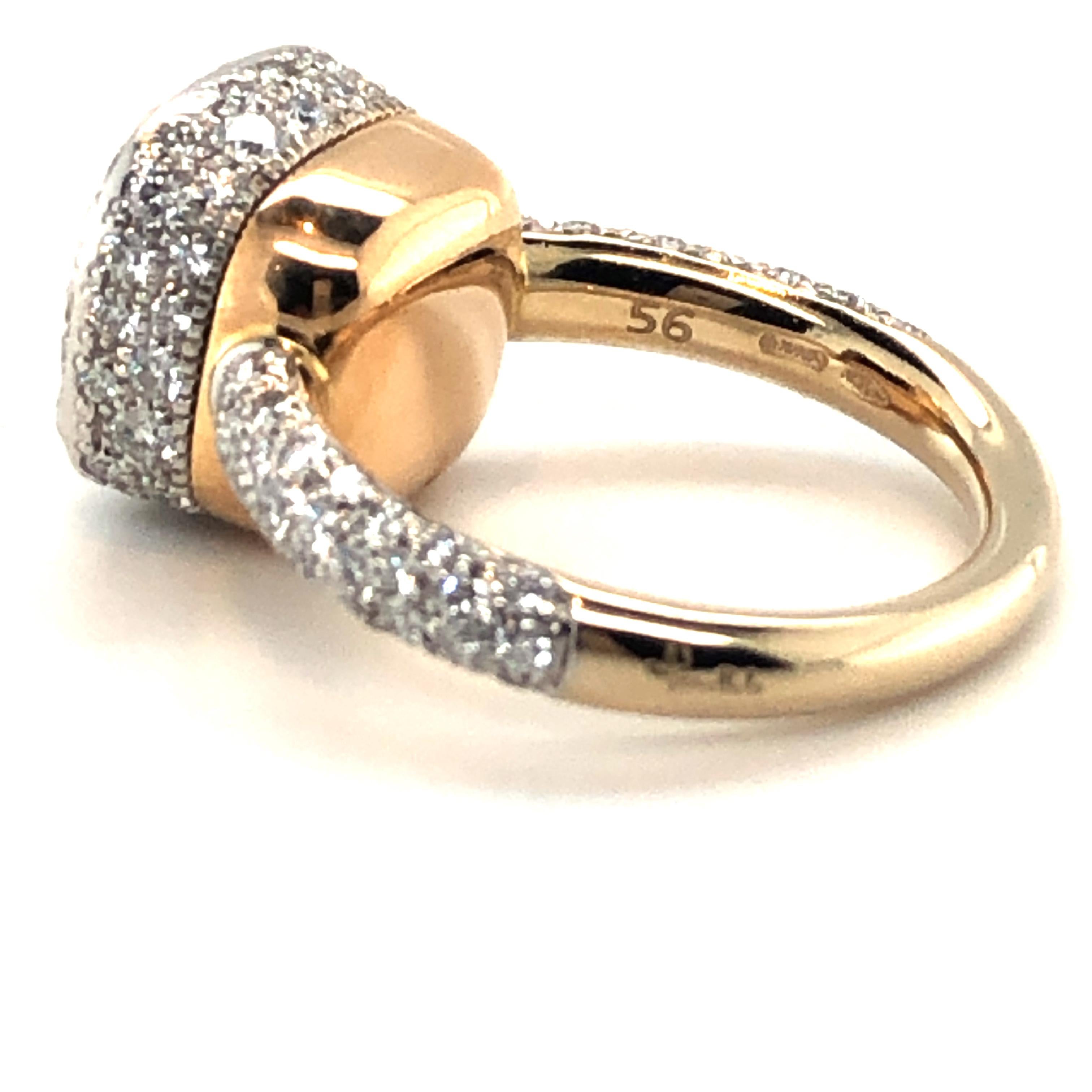 Brilliant Cut Pomellato Nudo Maxi Solitaire Ring with Diamonds in 18 Karat White and Rose Gold