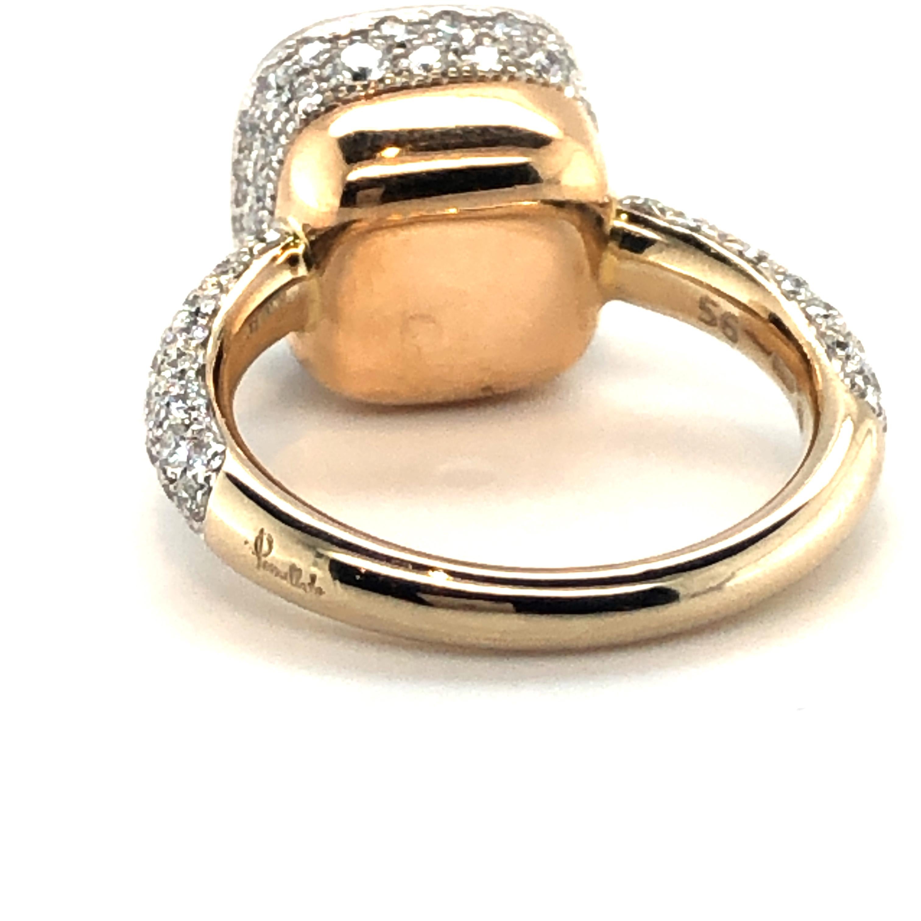 Pomellato Nudo Maxi Solitaire Ring with Diamonds in 18 Karat White and Rose Gold In Good Condition In Lucerne, CH