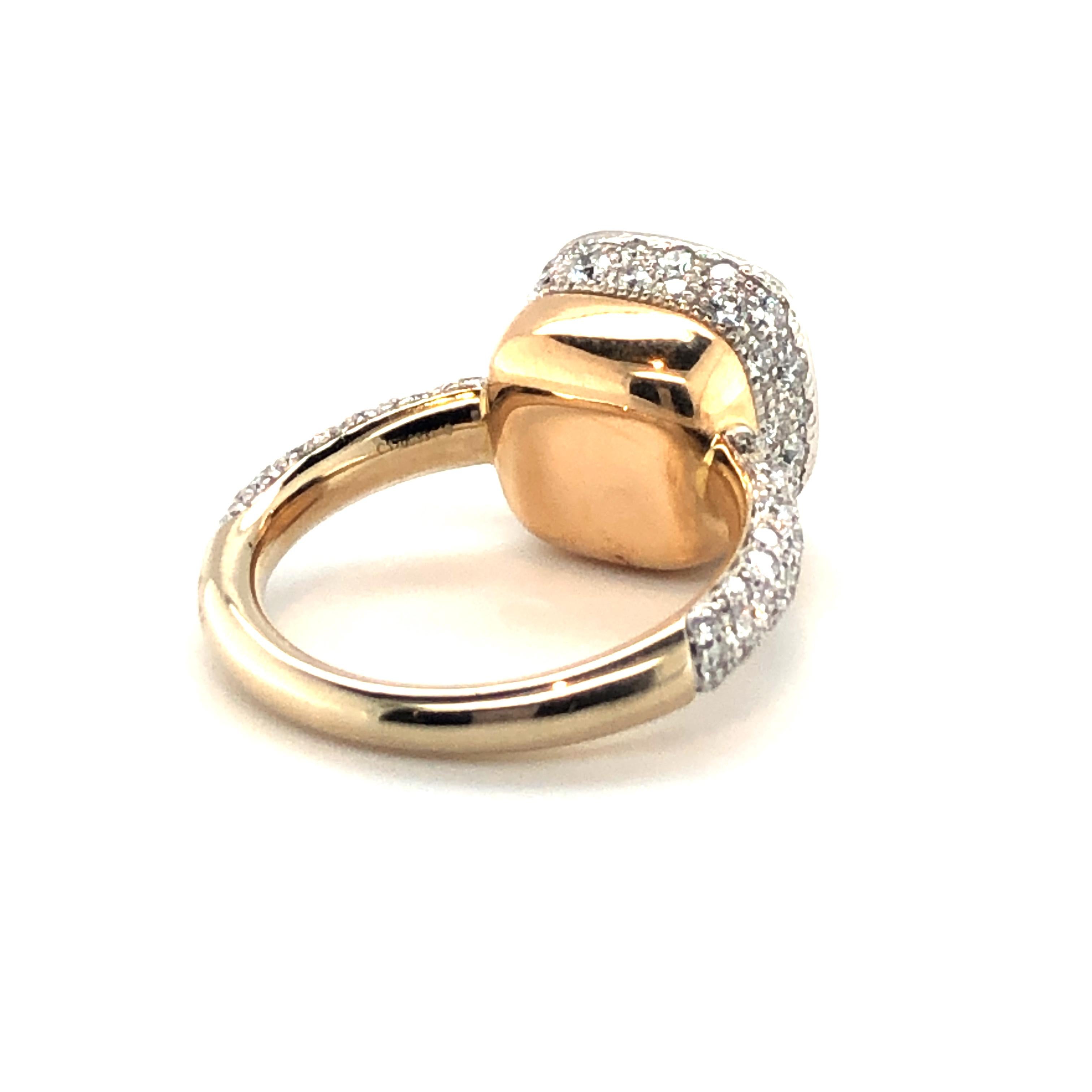 Women's or Men's Pomellato Nudo Maxi Solitaire Ring with Diamonds in 18 Karat White and Rose Gold
