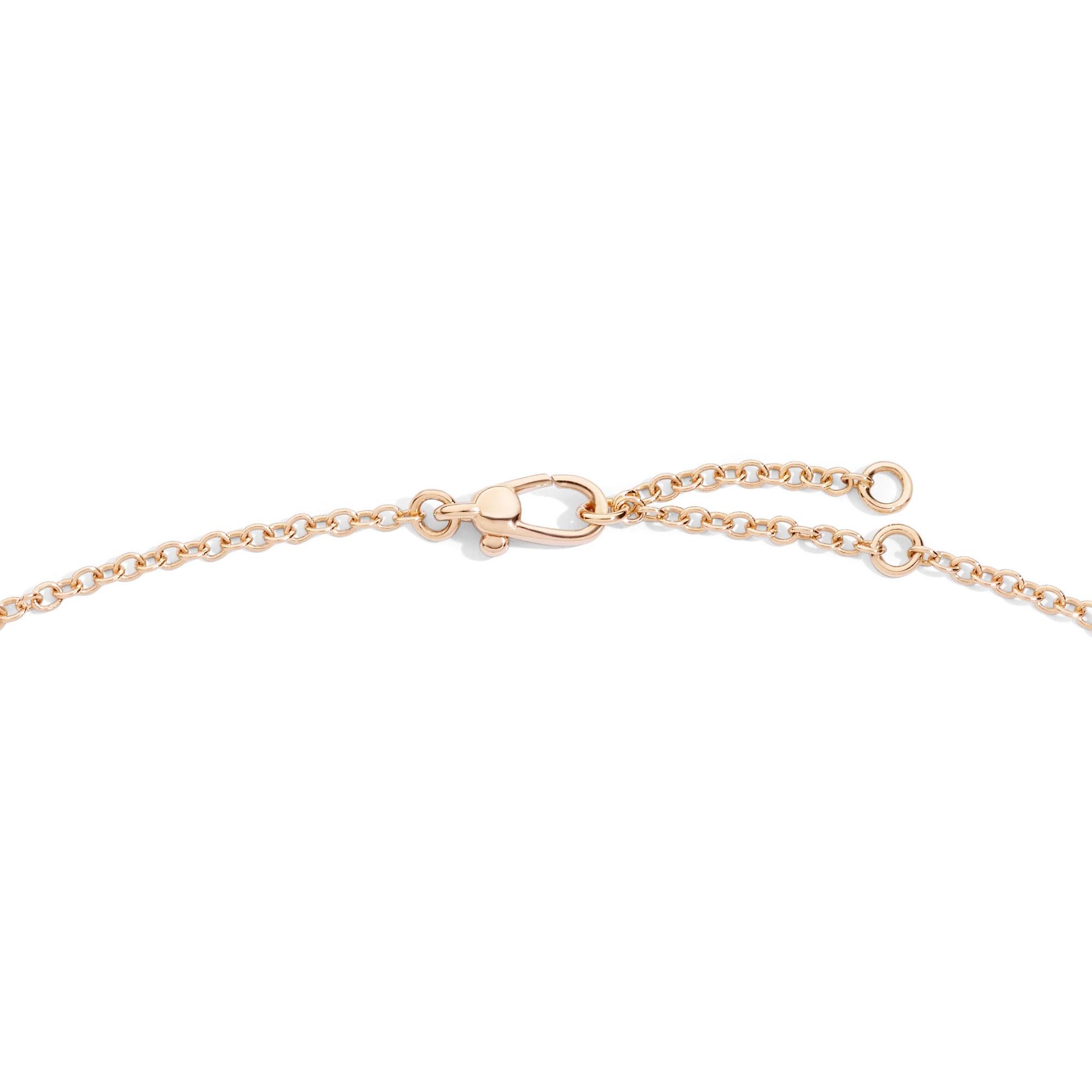 The chic minimalist style of Pomellato's iconic ring is embodied in this elegant pendant. 
It is characterized by the same “Nudo” stone, available in a range of stunning colors.
18kt gold chain eith 3 closures for 3 lengths 38, 40 & 42 cm 
Pomellato