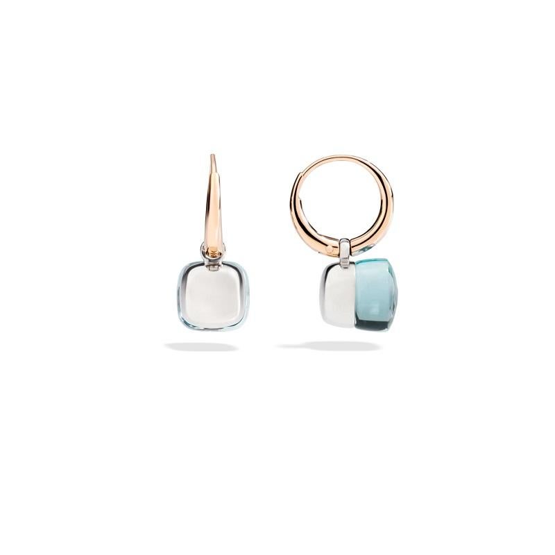 Earrings Nudo petit in rose gold and white gold with blue topaz.
O.B201/O6/OY
