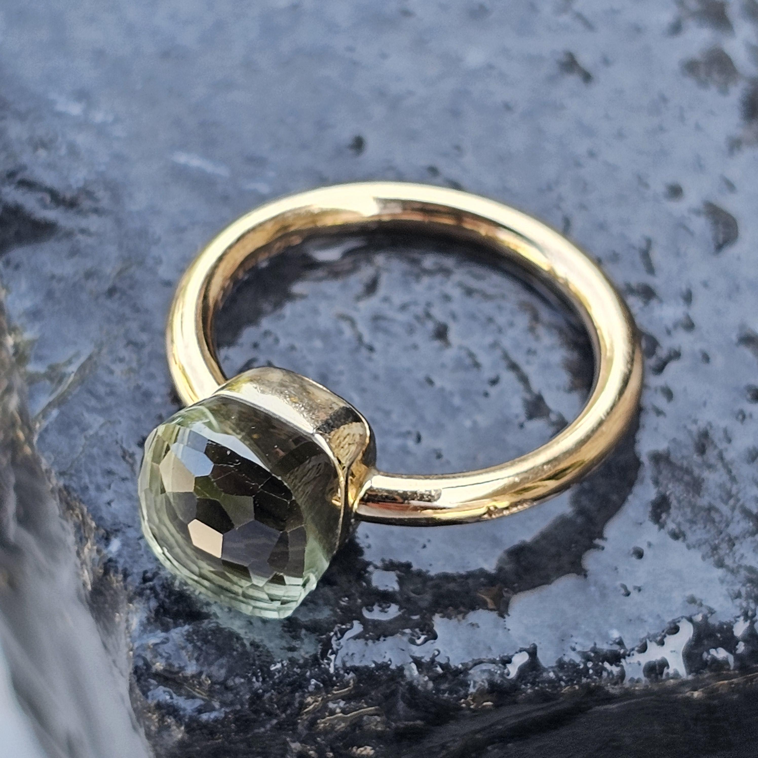 Pomellato Nudo Petit Anillo Prasiolita Verde Oro Rosa 18k sz 53 US 6.5 4.3g 2100 en venta 11