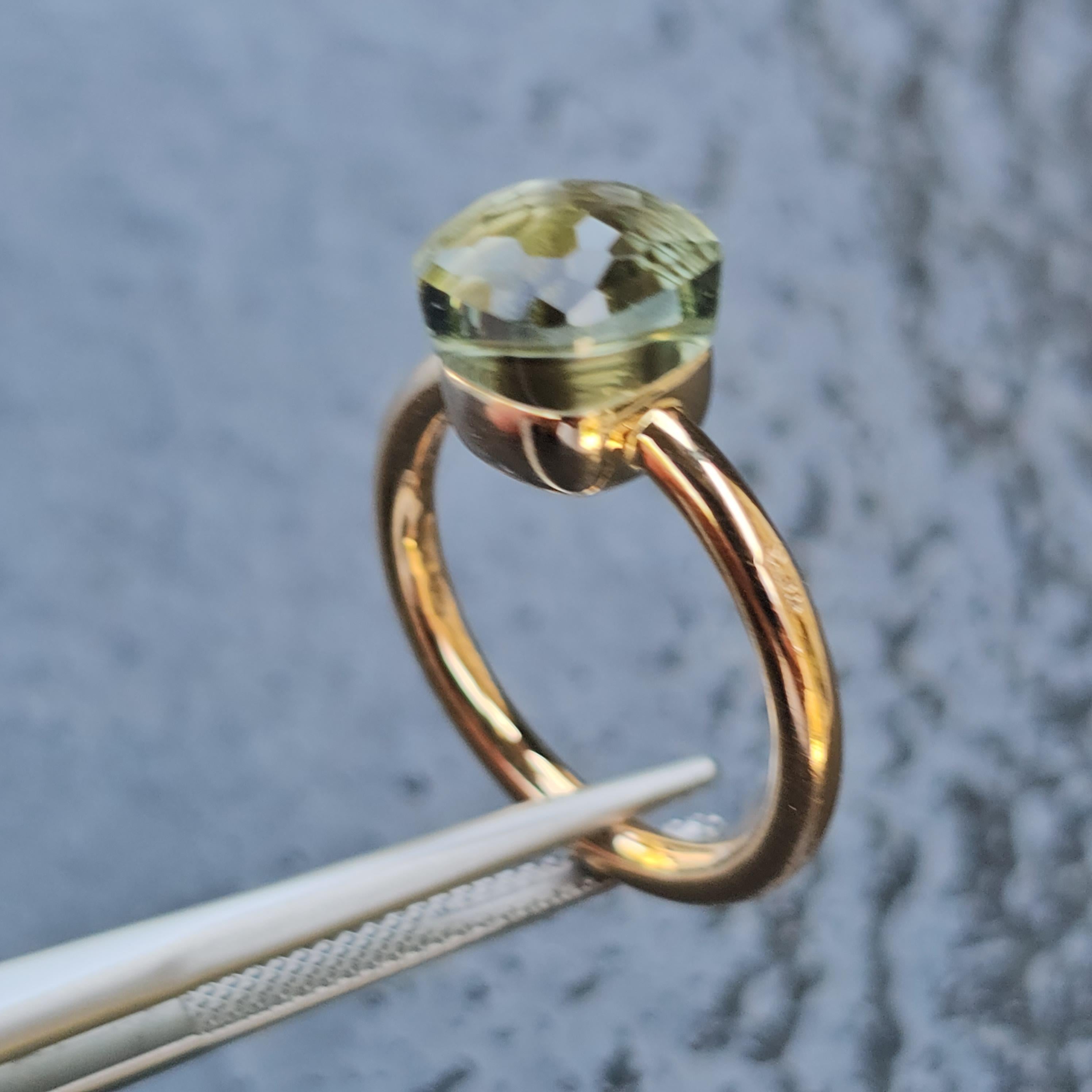 Pomellato Nudo Petit Anillo Prasiolita Verde Oro Rosa 18k sz 53 US 6.5 4.3g 2100 en Bueno estado para la venta en Northbrook, IL