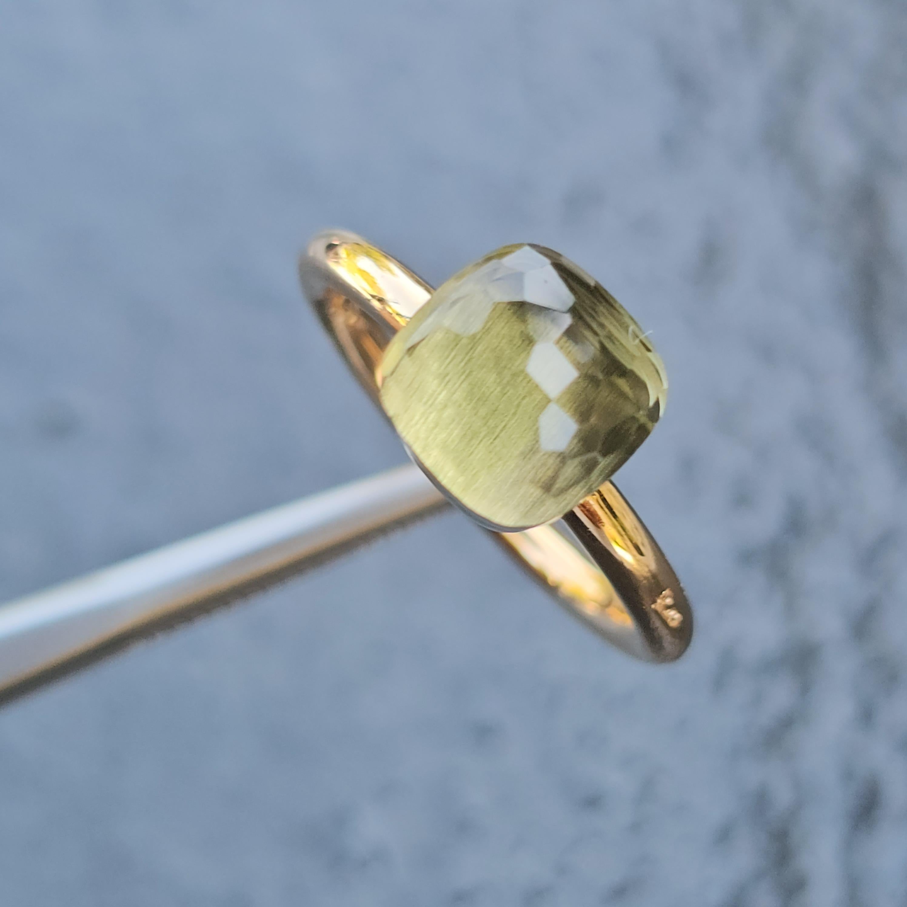 De las mujeres Pomellato Nudo Petit Anillo Prasiolita Verde Oro Rosa 18k sz 53 US 6.5 4.3g 2100 en venta