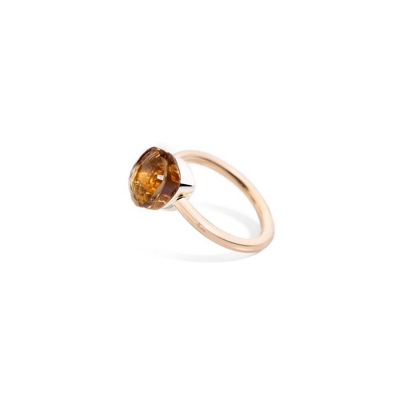 NUDO PETIT RING IN WHITE AND ROSE GOLD WITH CITRINE QUARTZ 
The smallest version of the brand's most iconic ring, Nudo Petit, features a more subtle design characterized by a compact 'nude' stone available in a variety of colors. Mix it and match it