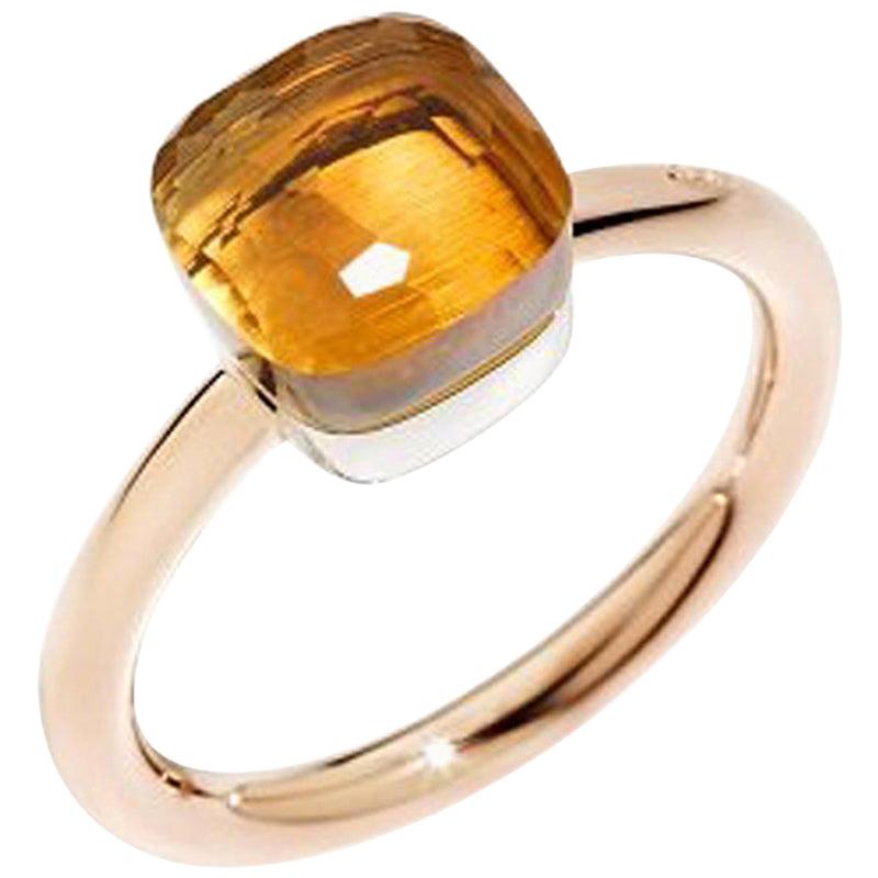 Pomellato Nudo Petit Ring in White and Rose Gold Citrine Quartz A.B403-O6-OV For Sale