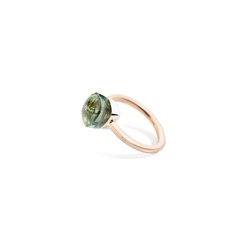 NUDO PETIT RING IN WHITE AND ROSE GOLD WITH PRASIOLITE 
A.B403-O6-PA
Size 52
The smallest version of the brand's most iconic ring, Nudo Petit, features a more subtle design characterised by a compact 'nude' stone available in a variety of colours.