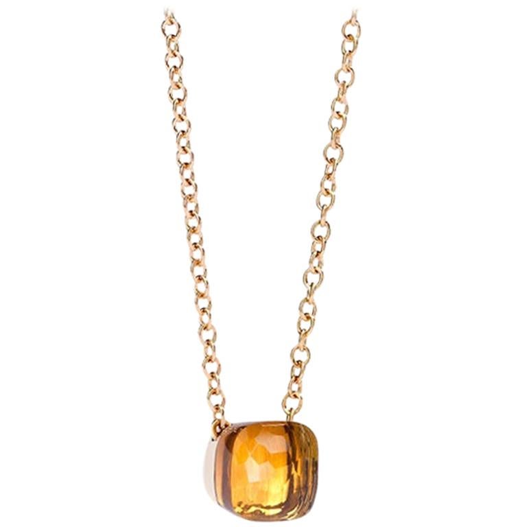 Pomellato Nudo Petit with Citrine Quartz and Chain in Rose Gold F.B601-06-OV For Sale