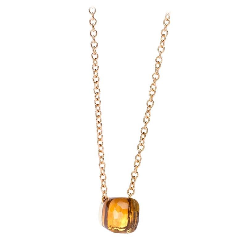 Pomellato Nudo Petit with Citrine Quartz and Chain in Rose Gold F.B601-06-OV For Sale