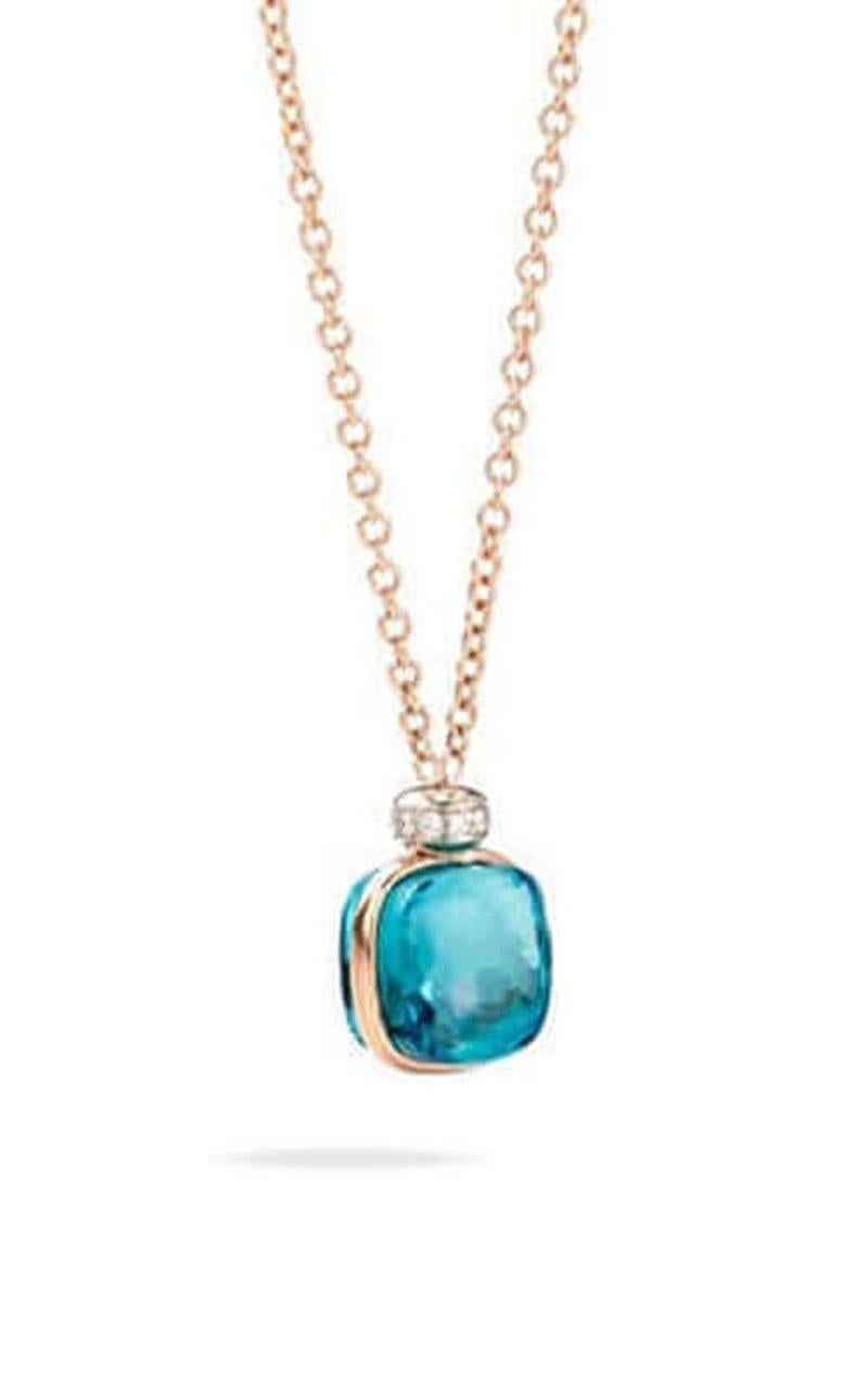 Pomellato Nudo Pink Gold London Blue Topaz Diamond Necklace PCC2022O6WHRDB0TL In New Condition In Wilmington, DE