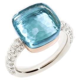 Pomellato Nudo Ring Blue Topaz and Diamonds A.B401/B9O6OY For Sale