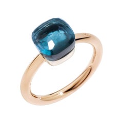 Anello Pomellato Nudo in oro rosa e bianco con topazio blu di Londra A.B403/O6/TL