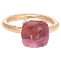 Pomellato Nudo Ring Retired Pink Tourmaline Estate 18 Karat Yellow Gold