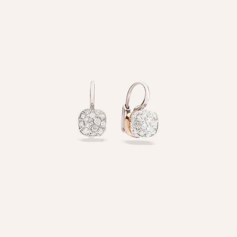 Pomellato Nudo White Gold Diamond Drop Earrings OB5010O6000DBOOO In New Condition For Sale In Wilmington, DE