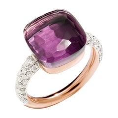 Pomellato Nudo XL Diamond and Carved Amethyst in 18 Karat Gold