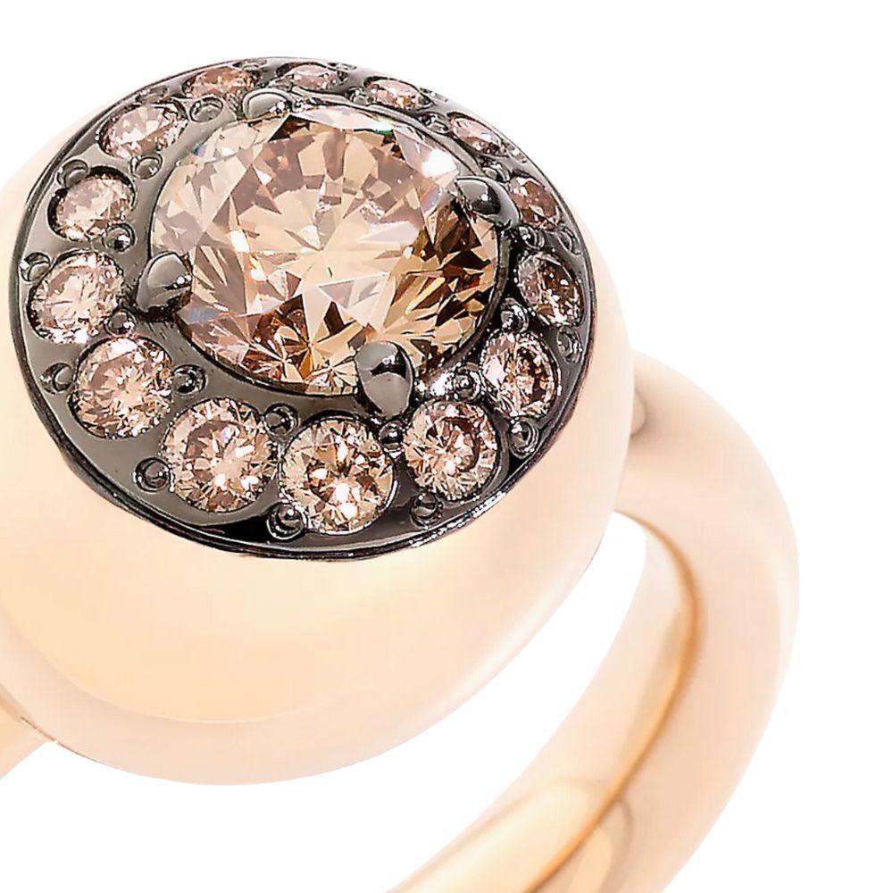 Mixed Cut Pomellato Nuvola 18K Rose Gold Brown Diamond Classic Ring, Size 54 For Sale