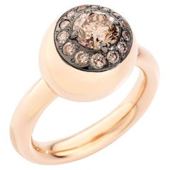 Pomellato Nuvola Bague classique en or rose 18 carats à diamants bruns, taille 54