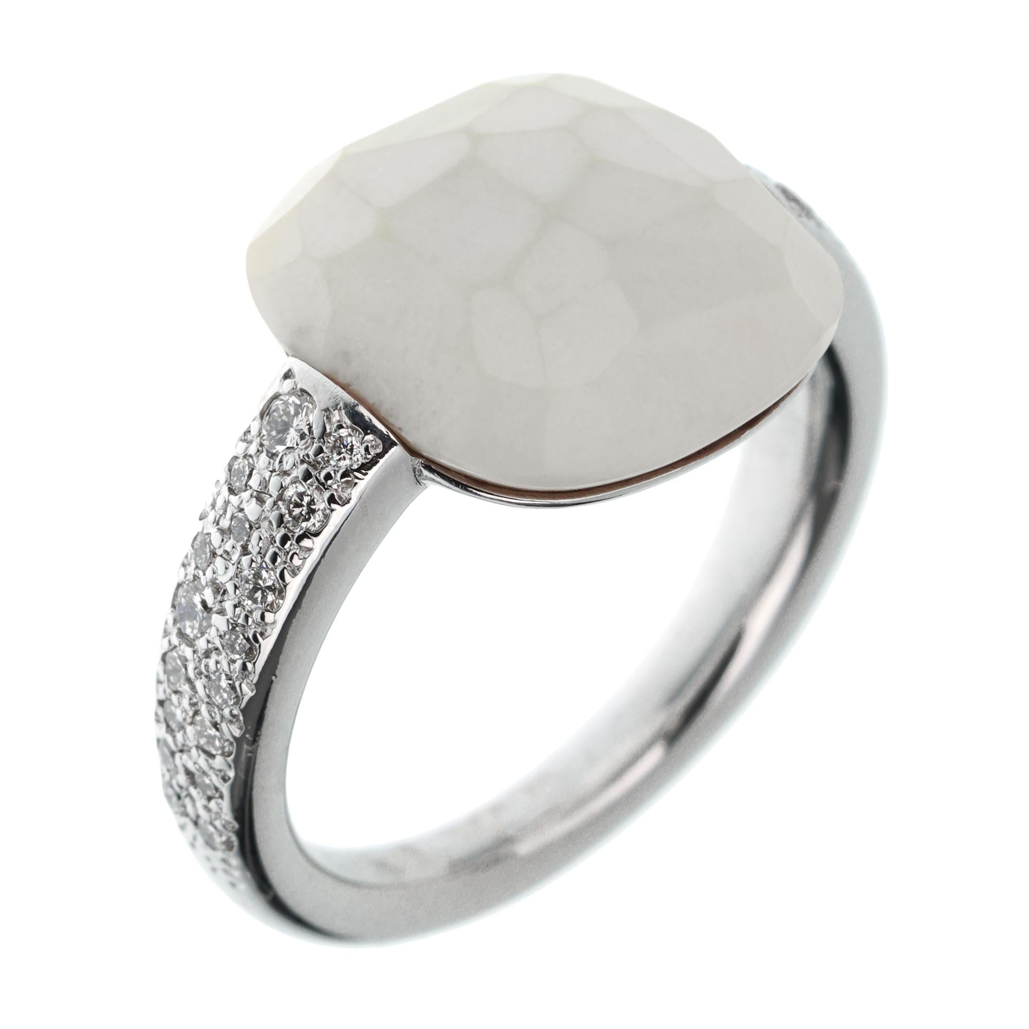 Round Cut Pomellato Opal Capri White Gold Diamond Cocktail Ring For Sale