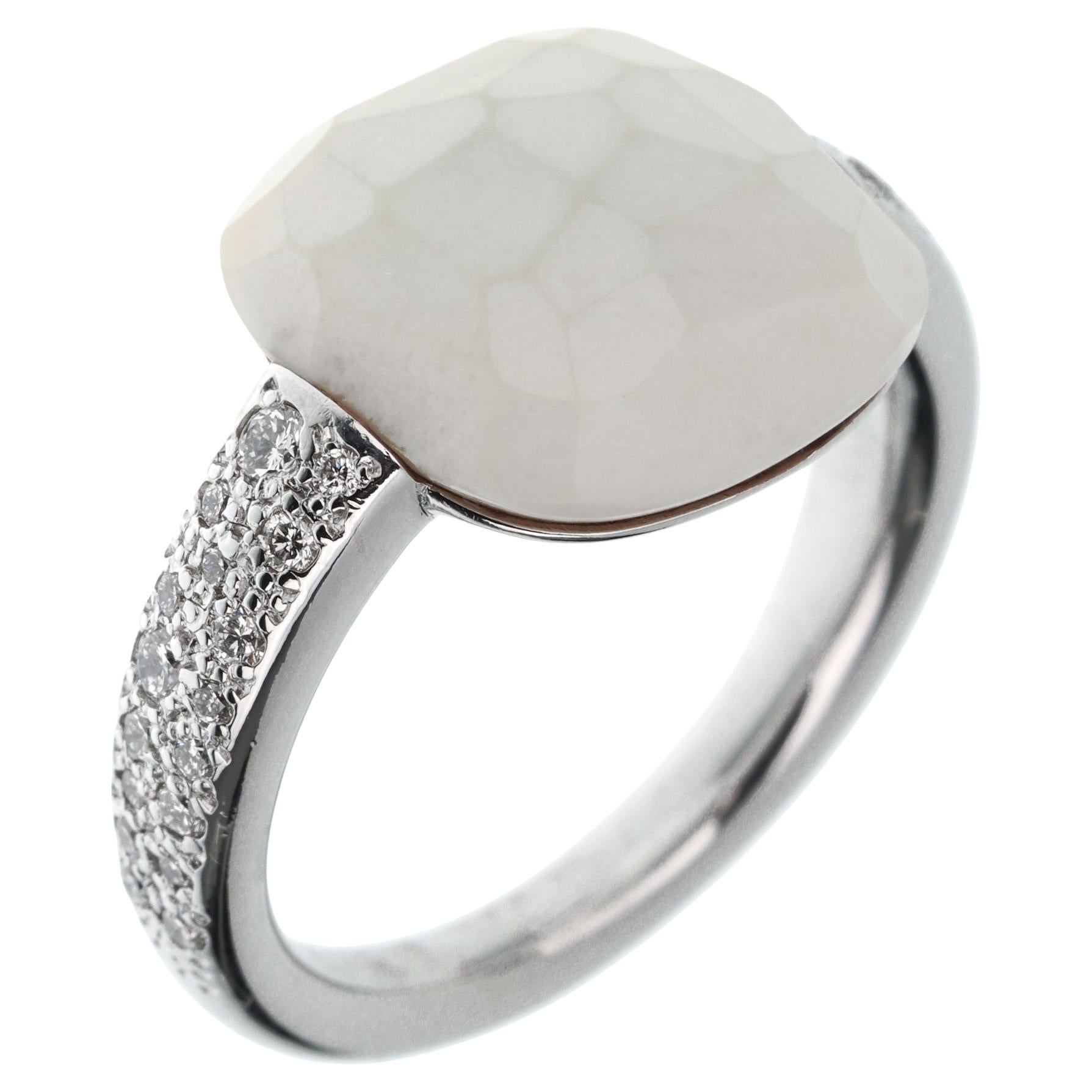 Pomellato Opal Capri Anillo de Cóctel de Oro Blanco y Diamantes