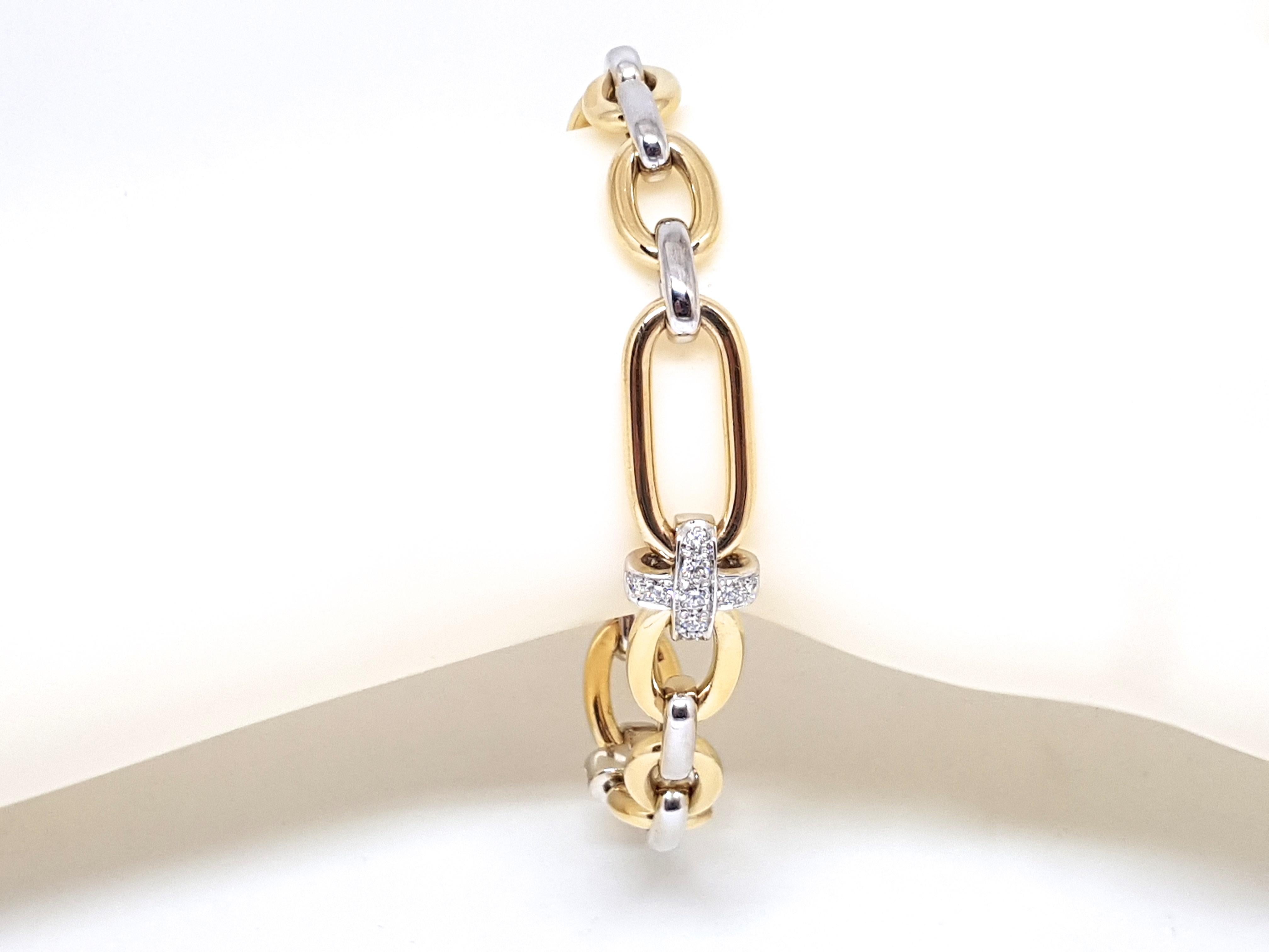 Women's Pomellato Original Signed 18 Karat Yellow White Gold Diamond Heavy Bracelet