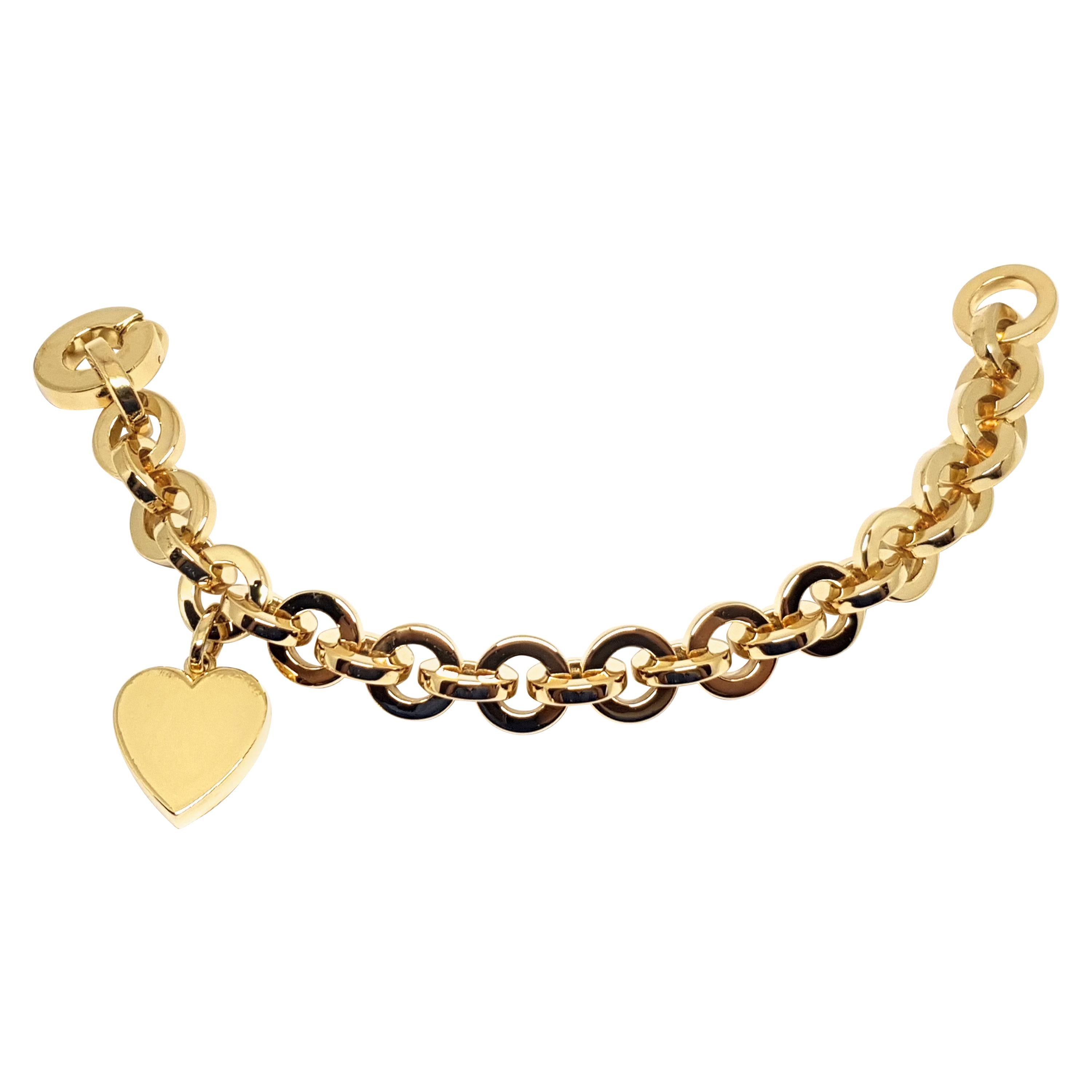 Pomellato Original Signed Ladies 18 Karat Yellow Gold Chain Charm Bracelet