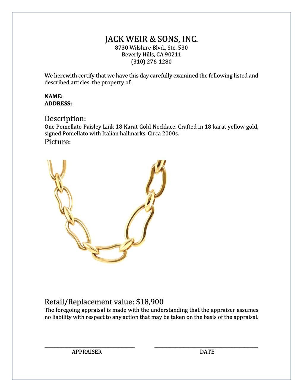 Pomellato Paisley Link 18 Karat Gold Necklace 3
