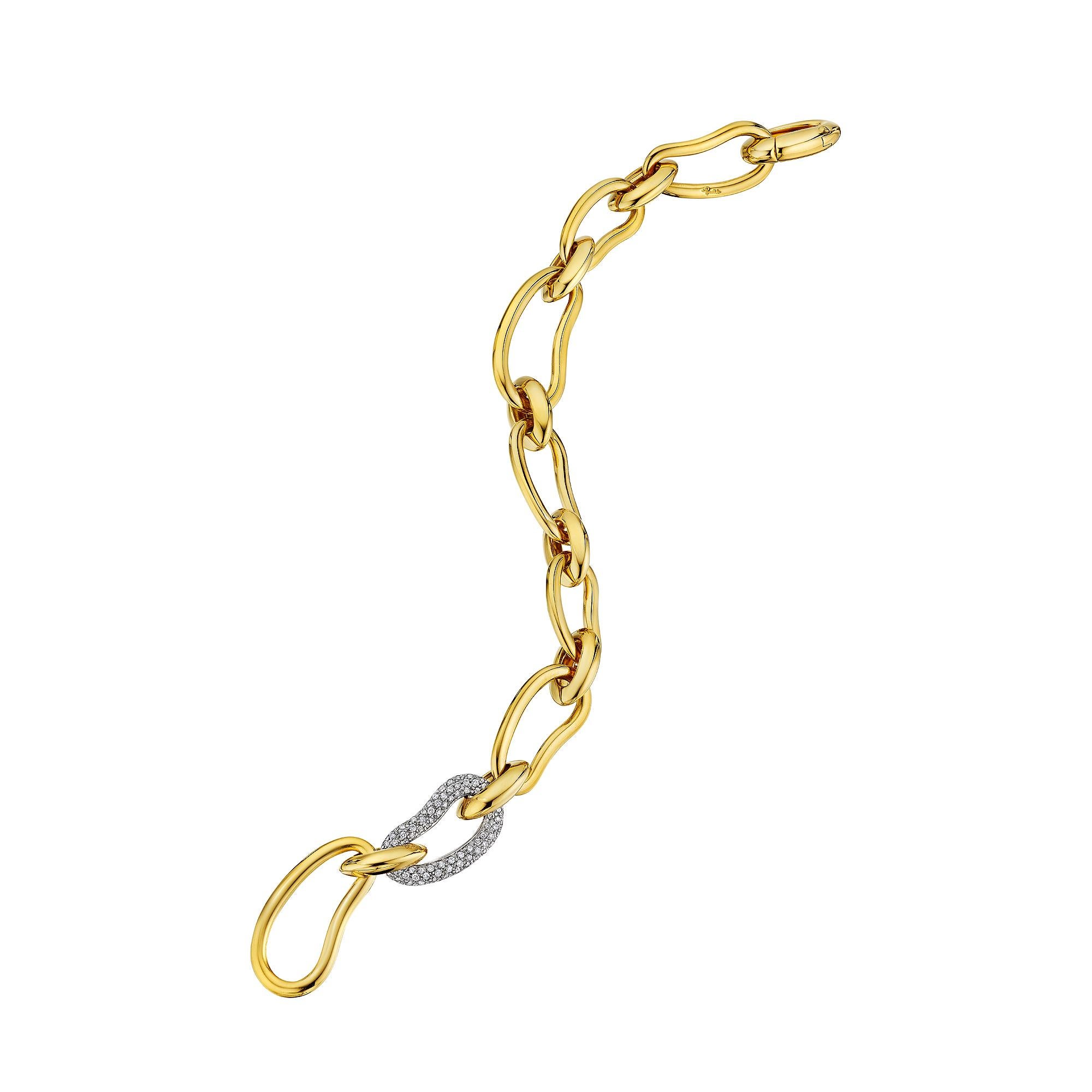 Round Cut Pomellato Paisley Modernist Gold Link Bracelet For Sale