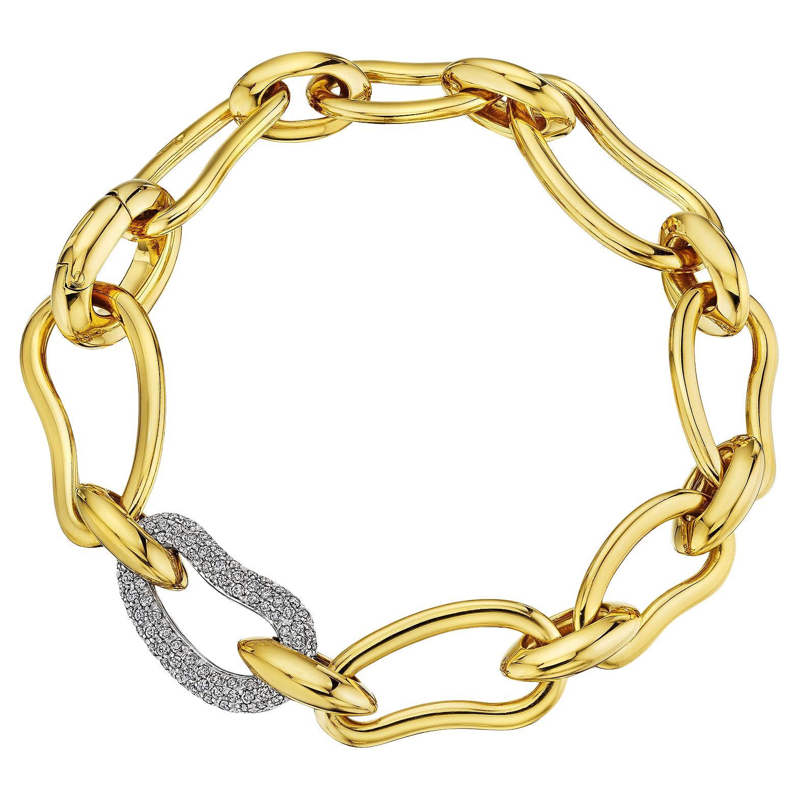 Pomellato Modernistisches Goldgliederarmband mit Paisleymuster