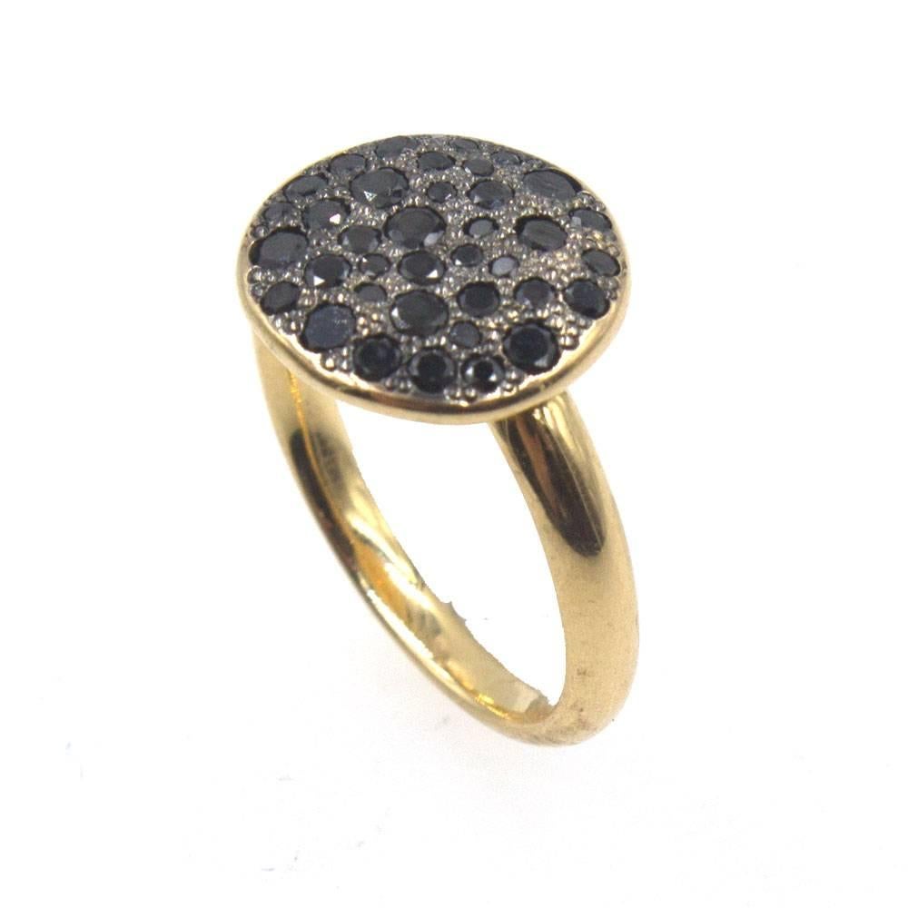 Modern Pomellato Pave Black Diamond 18 Karat Rose Gold Ring