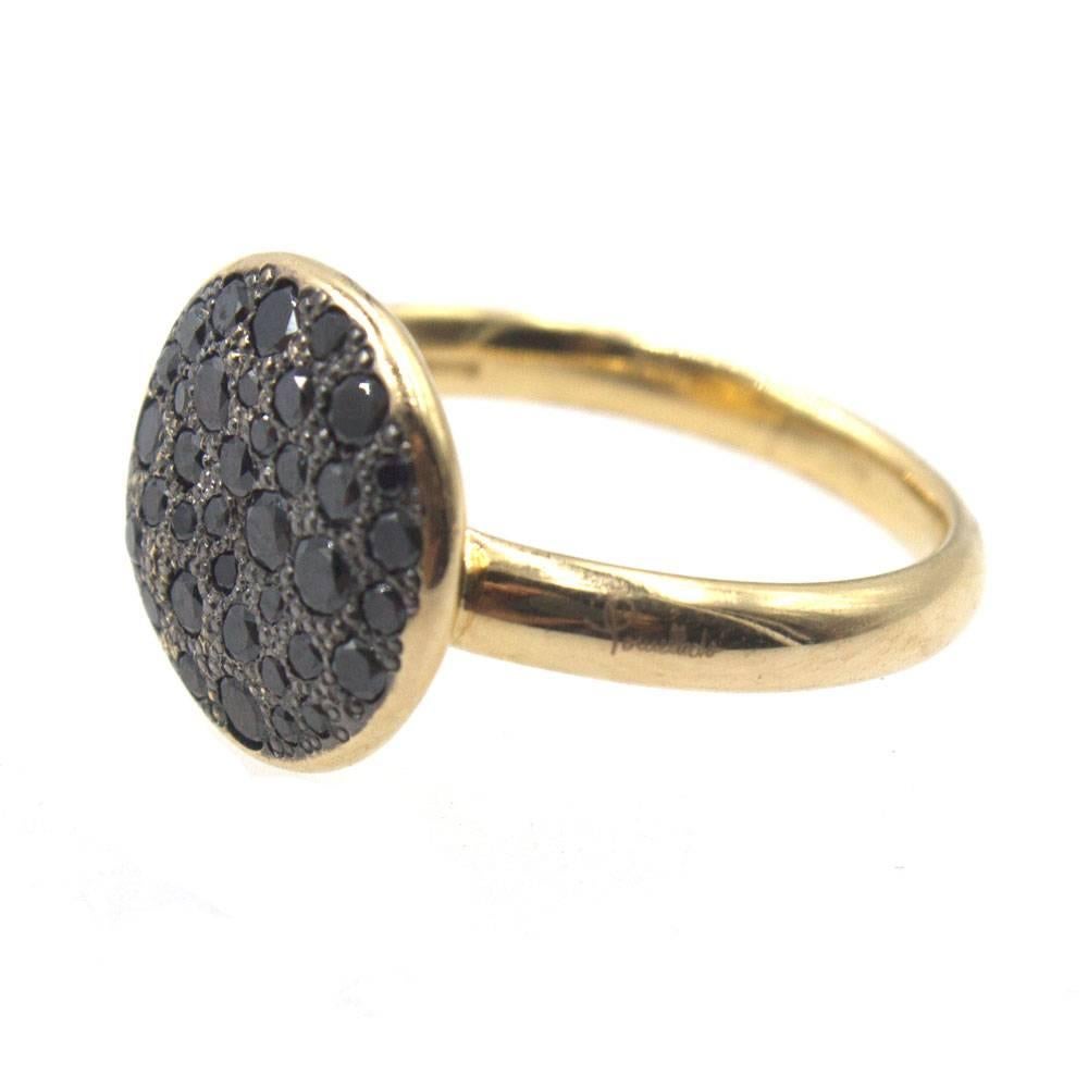 Women's Pomellato Pave Black Diamond 18 Karat Rose Gold Ring