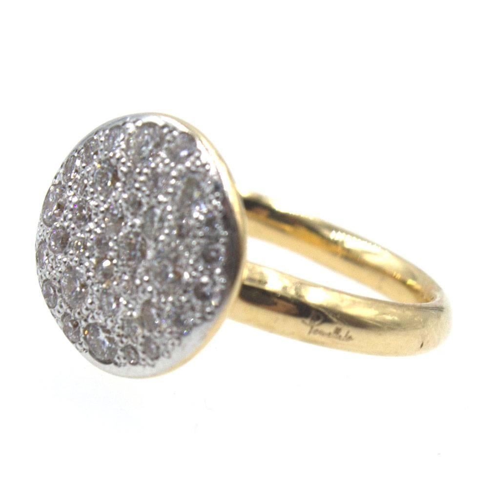 Women's Pomellato Pave White Diamond 18 Karat Rose Gold Ring