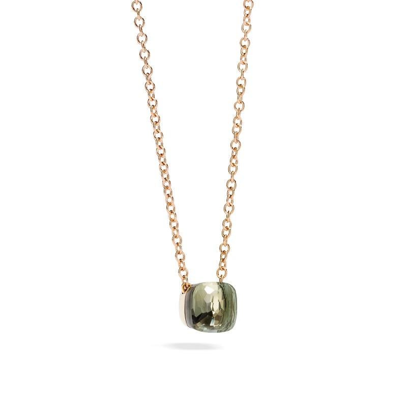 Women's or Men's Pomellato Pendant Nudo Petit with Prasiolite and Chain in Rose Gold F.B601-O6-PA For Sale