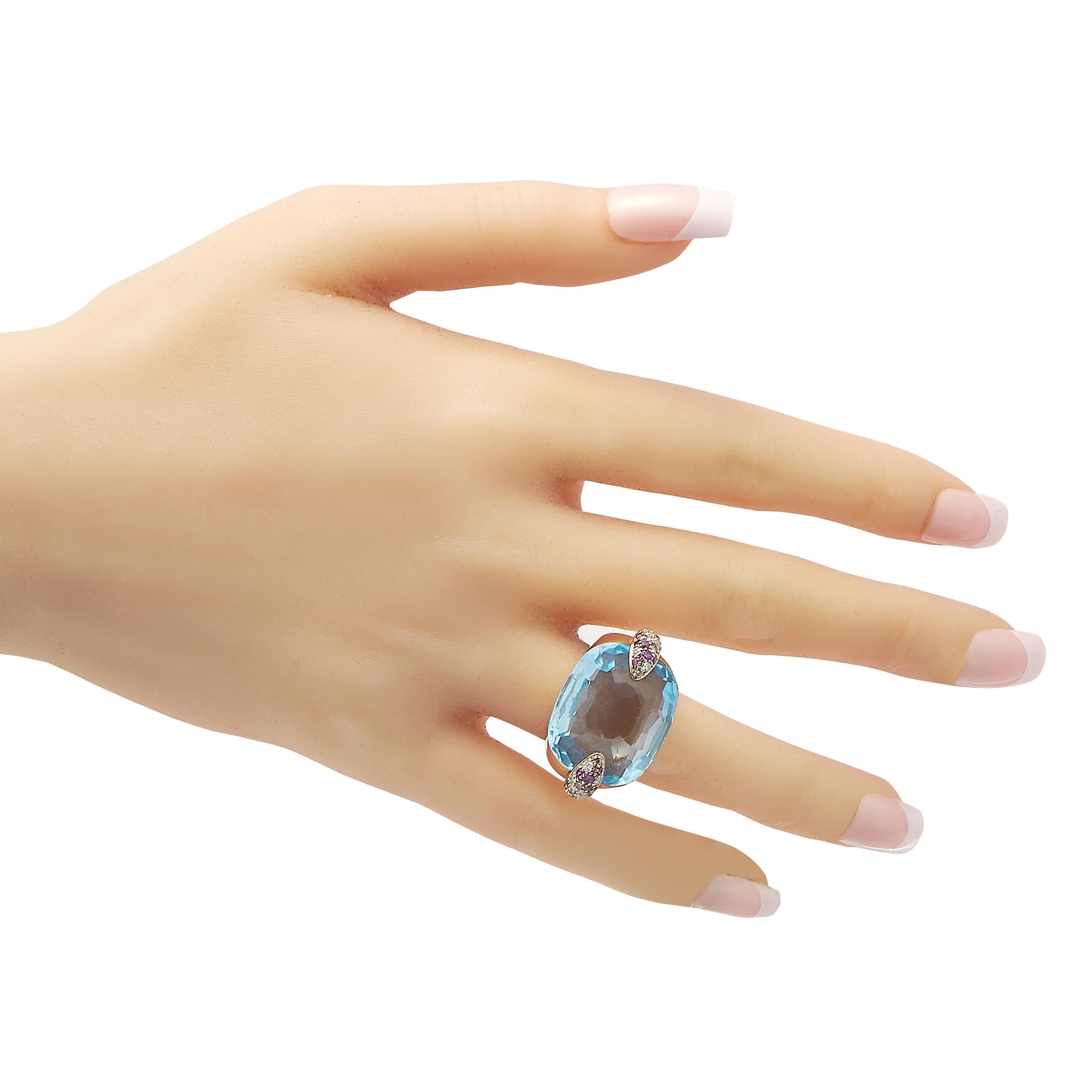 Mixed Cut Pomellato Pin Up 18K Yellow Gold Topaz and Multi-Gem Cocktail Ring