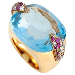 Pomellato Pin Up 18K Yellow Gold Topaz and Multi-Gem Cocktail Ring