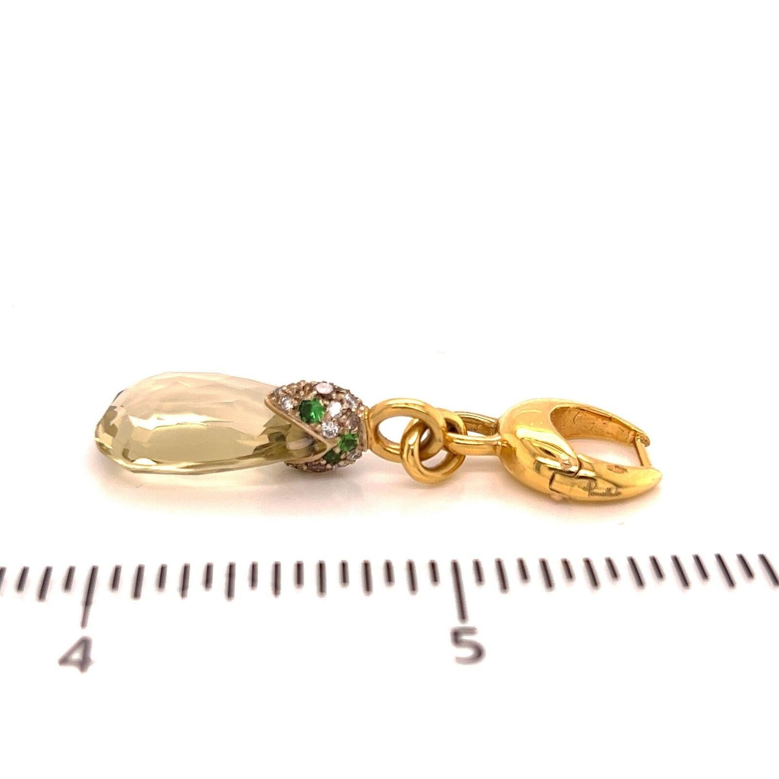 Pomellato Pin Up Lemon Quartz Diamond Tsavorite 18k Yellow Gold Dangle Earrings 3