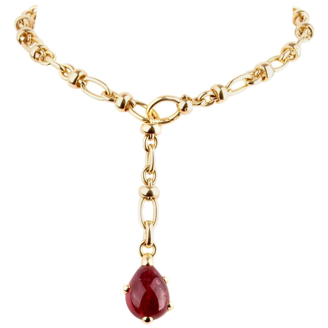 Pomellato Pink Tourmaline Gold Chain Necklace