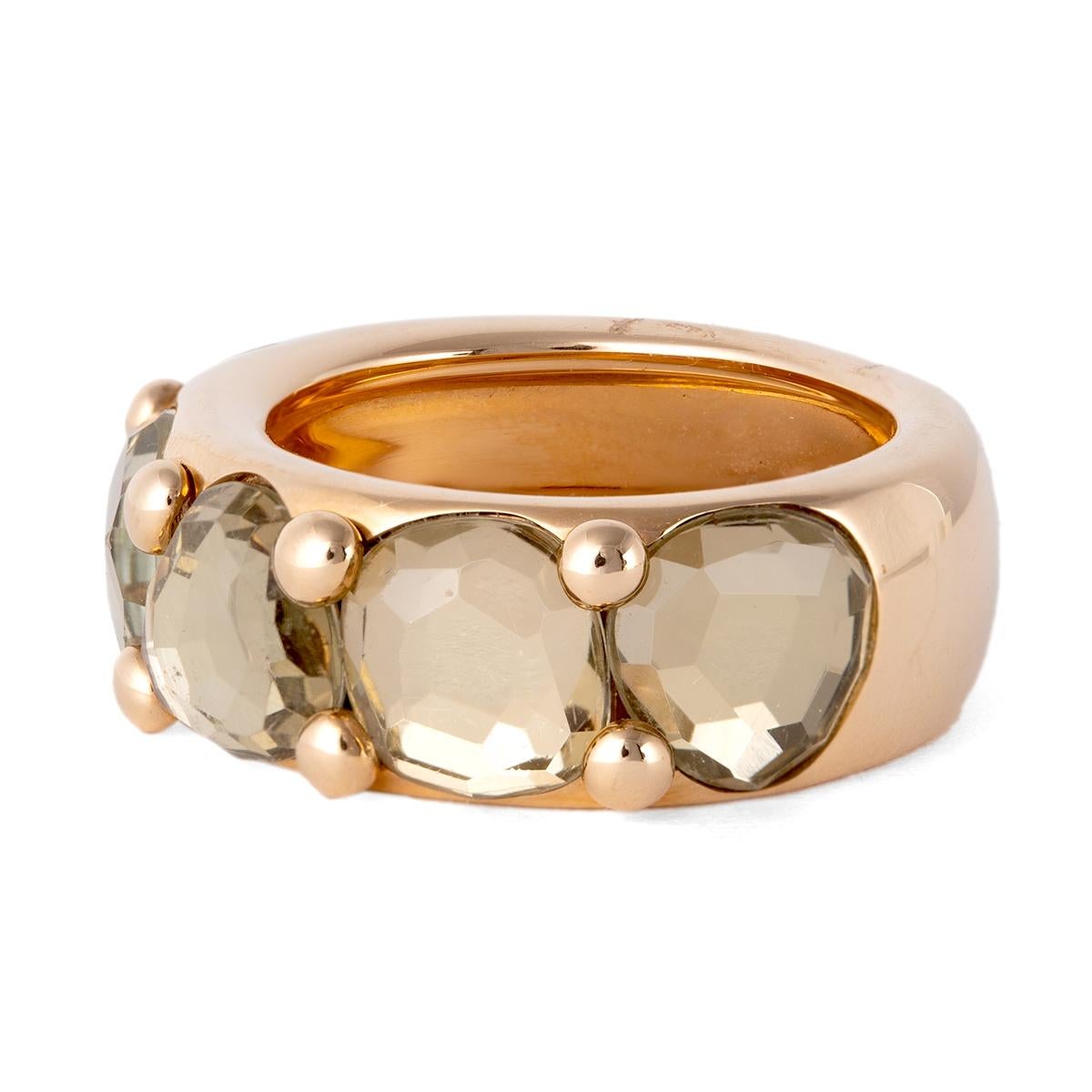 Pomellato Prasiolite 18k Rose Gold Narciso Half Band Ring In Excellent Condition In Beverly Hills, CA