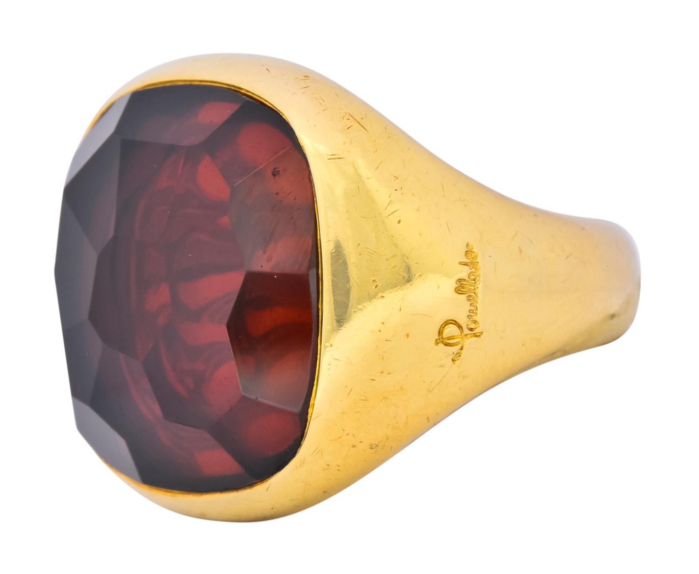 Women's or Men's Pomellato Red Garnet 18 Karat Gold Bold Statement Ring