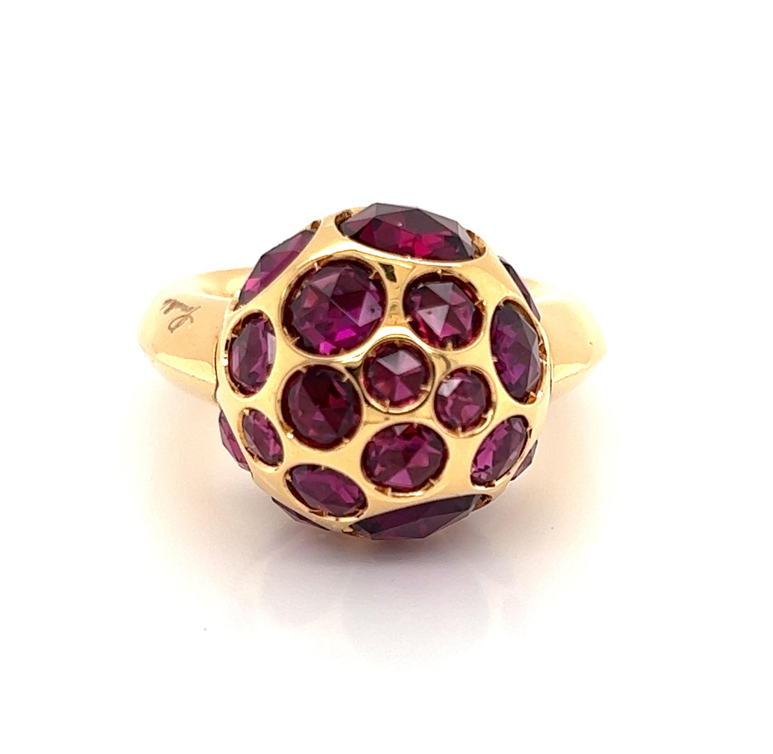 Pomellato Rhodolite Garnet 18k Rose Gold Harem Cocktail Ring For Sale 2