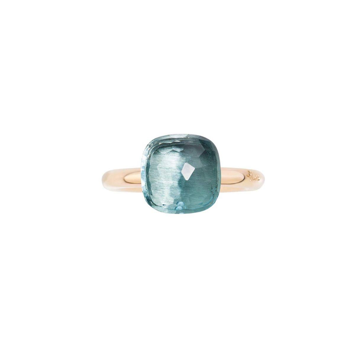 Nudo classic features an eye-catching gem carved in the most iconic design of the Maison. Pomellato Nudo Classic Ring in rose gold 18k decorated with a blue topaz.

Details:
Size EU: 50 
Size US: 5,5
Width: 16mm 
Total weight: 8 grams

The ring