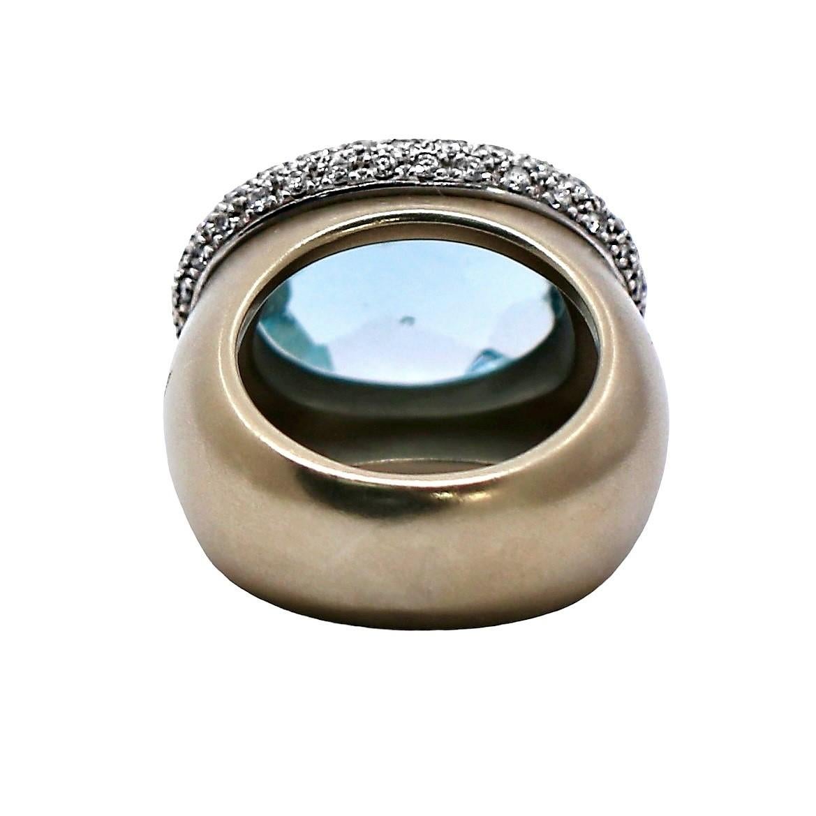 Pomellato-Ring aus 18 Karat Gelb- und Weißgold mit Aquamarin und Diamanten Damen