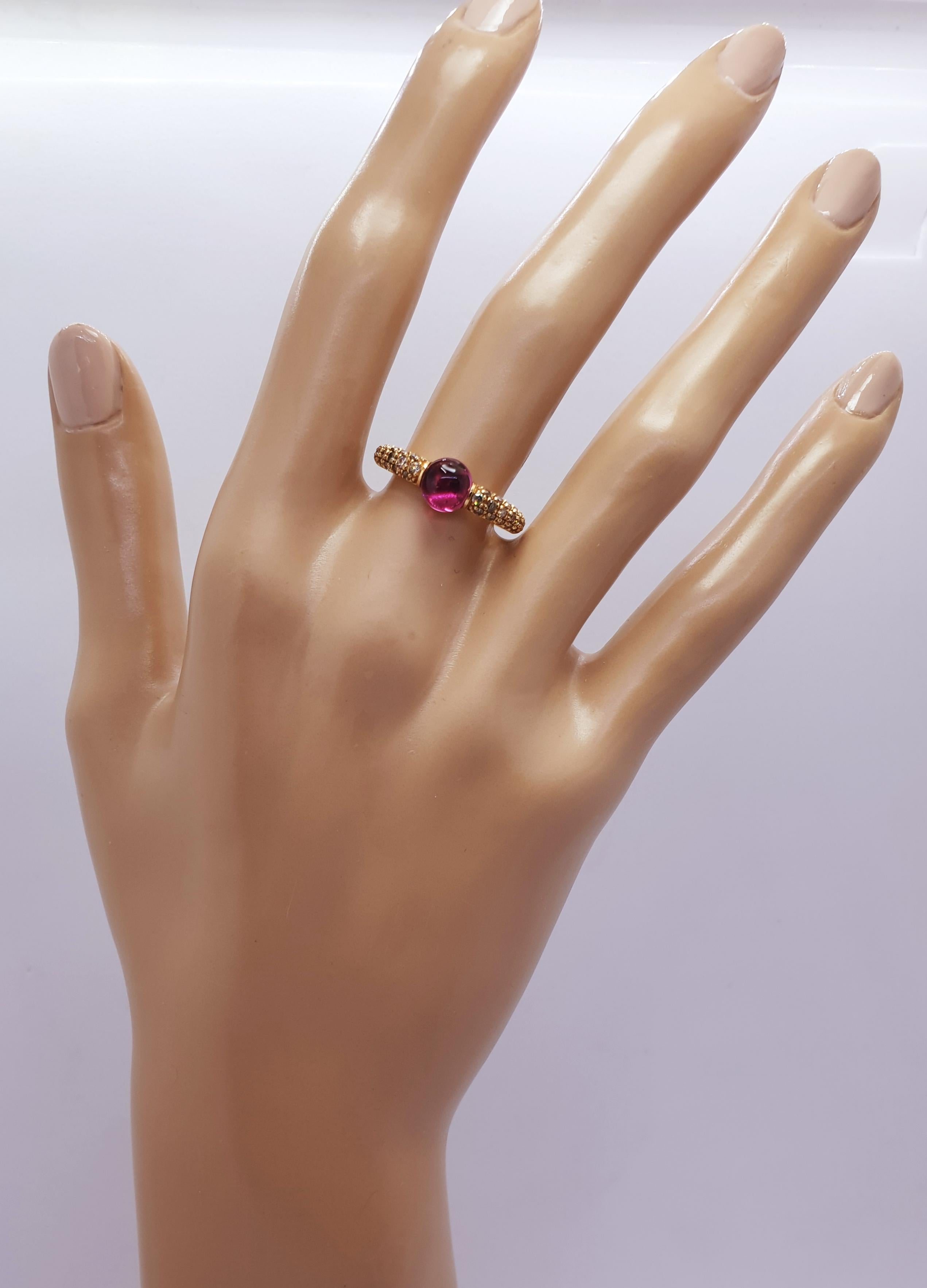 Pomellato Ring M'AMA NON M'AMA 18kt Roségold & roter Turmalin & brauner Diamant (Zeitgenössisch)