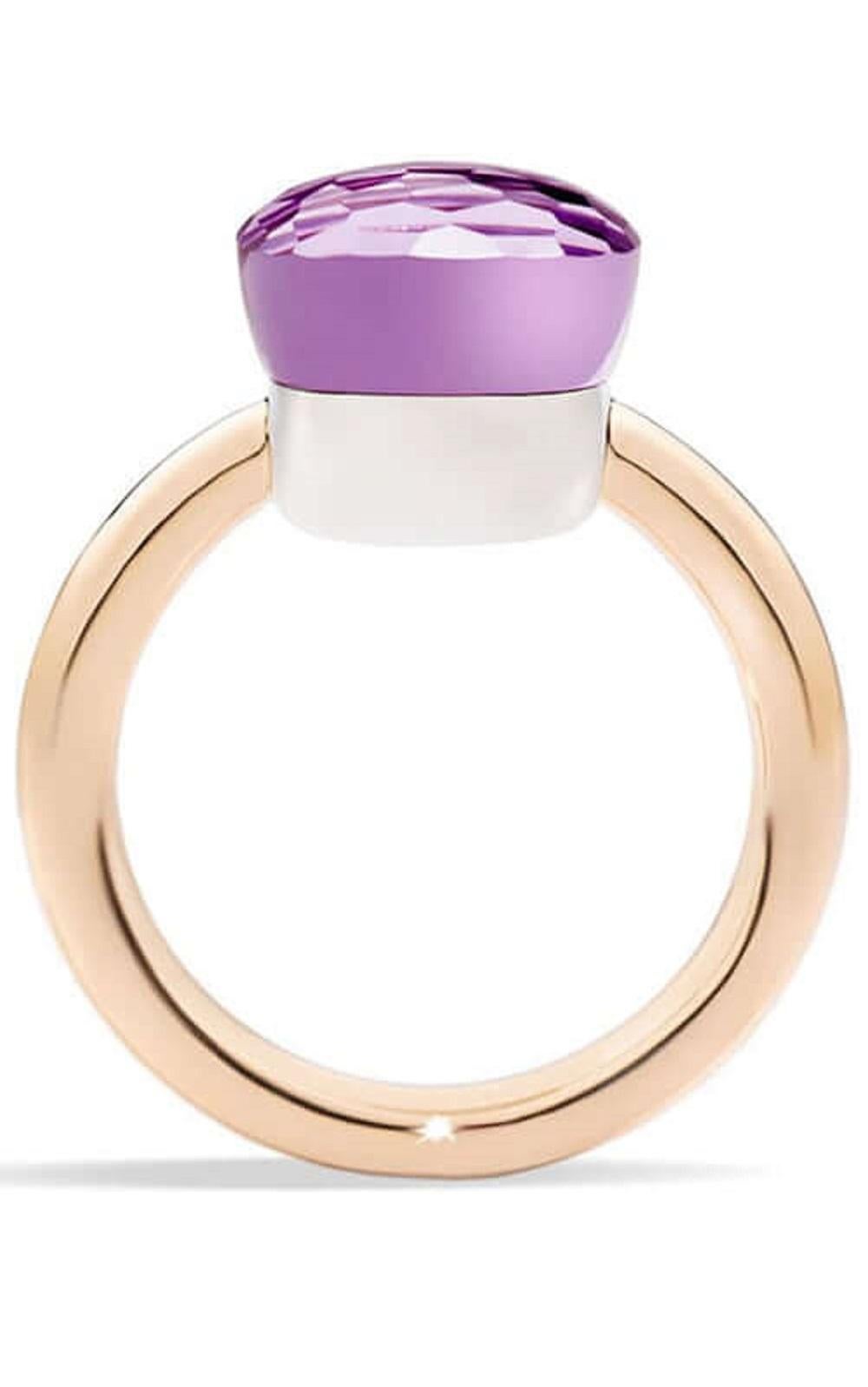 Pomellato Ring Nudo Classic PAA1100O6000000OI.  Nudo classic ring in rose gold and white gold with amethyst.
Size 53