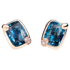 Pomellato Ritratto Boucles d'oreilles en or 18 carats et topaze bleue de Londres